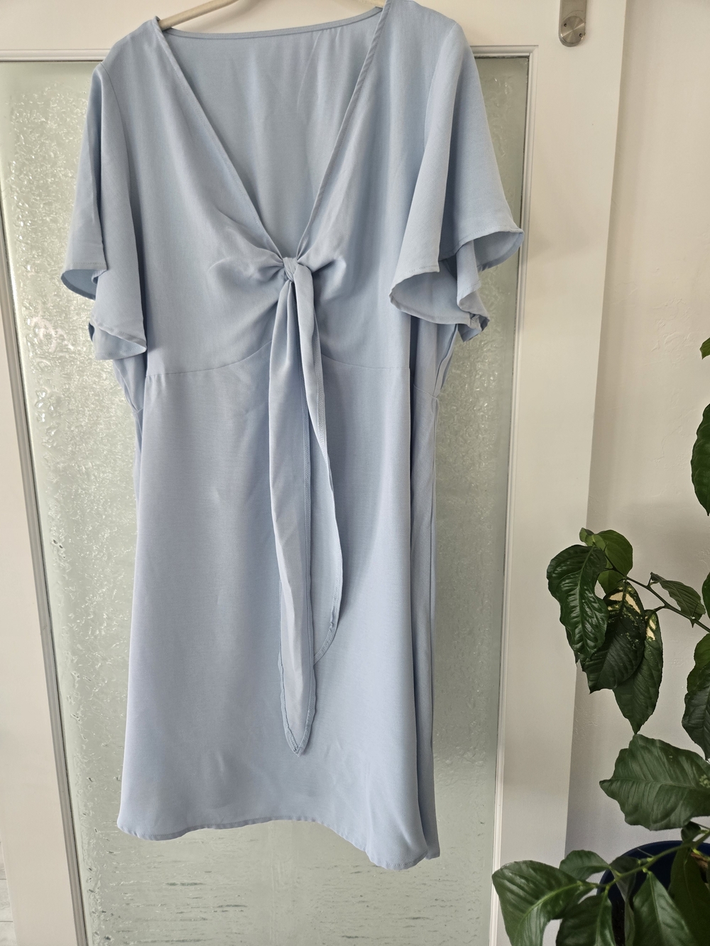 Light Blue Tie-Front Dress